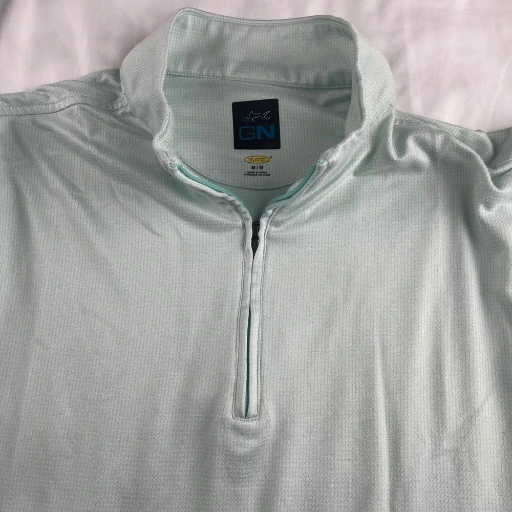 Greg Norman Mens Quarter Zip Pullover Shirt M Aqua Blue Play‎ Dry Golf Casual - Picture 3 of 9